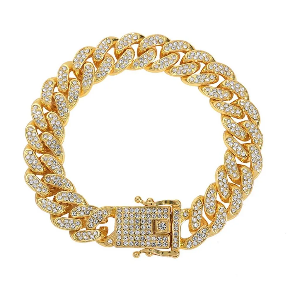 Catene Hip Hop esplosive con diamanti pieni Uomo Donna Bracciale cubano Gioielli Collana cubana di moda273K