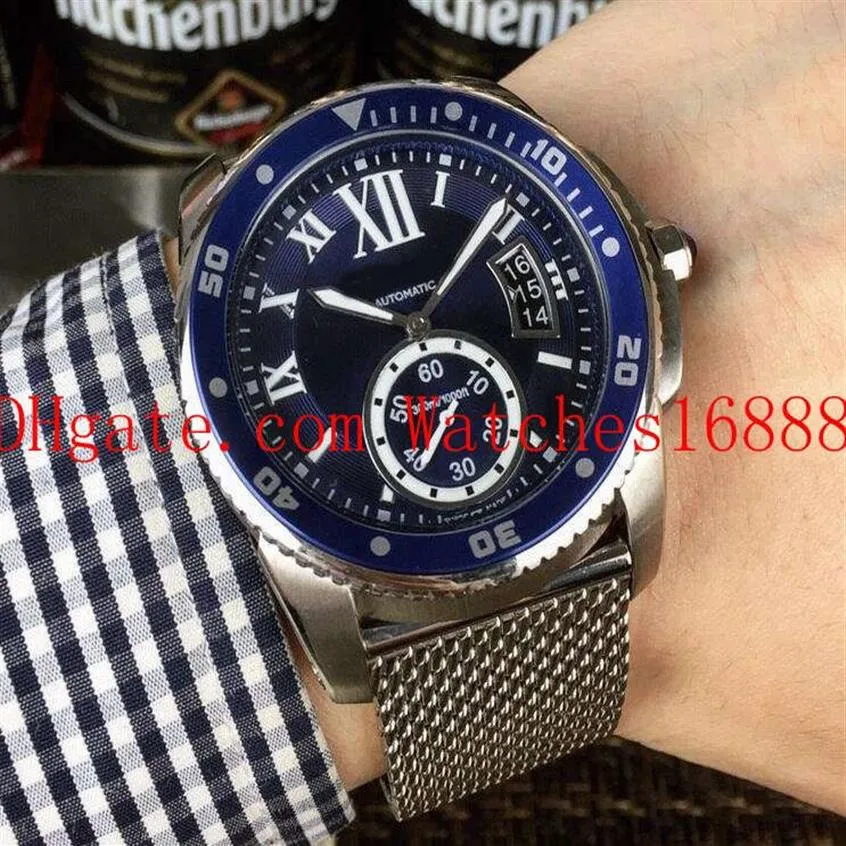 Black Dial 41mm Caliber de W7100057 Mekanisk automatisk rörelse Mens Watch Diver's Men's Wristwatches ST197X