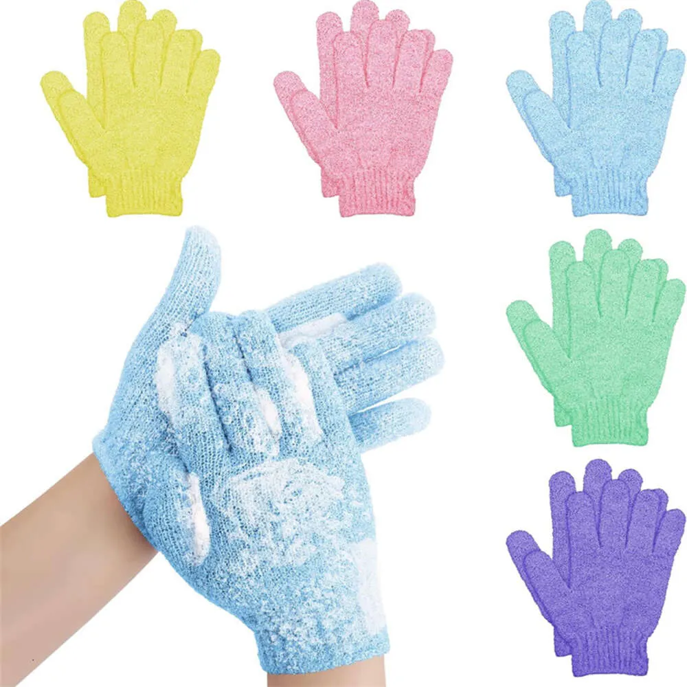 Exfoliating Bath Gloves Double Sided Full Finger Body Scrubber Scrubbing Glove Removing Dead Skin Cell for Shower Bath Spa MHY043