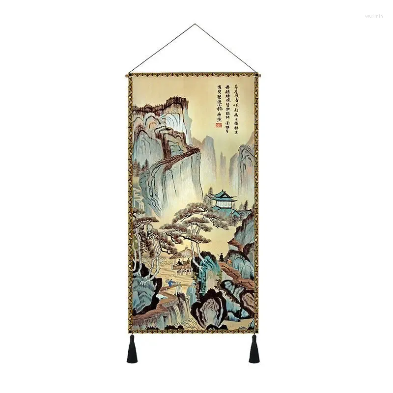 Wandteppiche im chinesischen Stil, zum Aufhängen, Hintergrund, Stoff, zum Aufhängen, für Wohnzimmer/Schlafzimmer, Dekoration, Kunst, Malerei, LF344