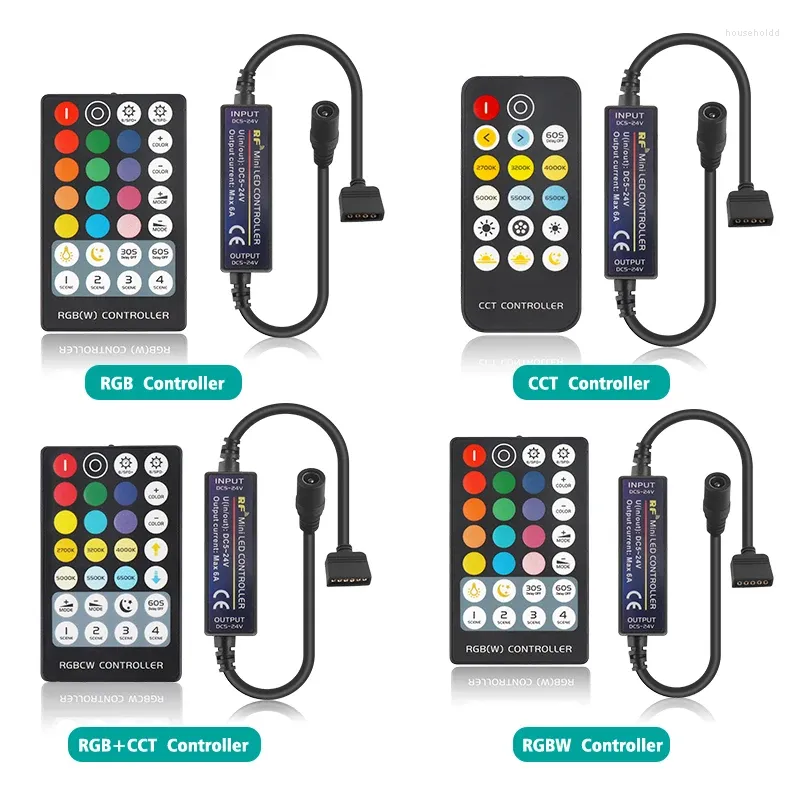 Contrôleurs Mini contrôleur RGB sans fil LED bande RF télécommande pour 4 5 6 broches RGBW RGBWW CCT bande lumineuse DC5-24V gradateur