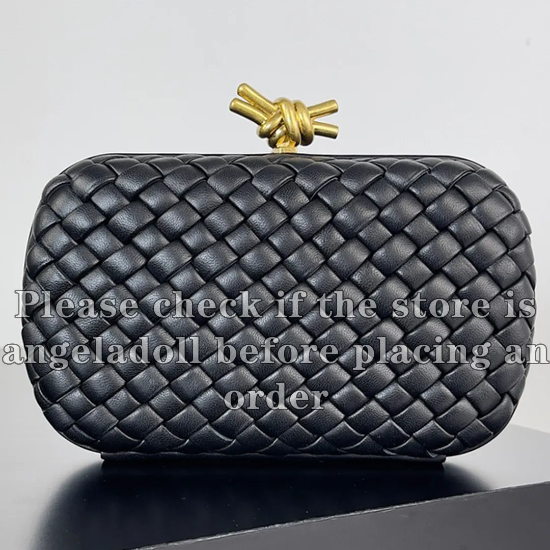 10A spiegelkwaliteit ontwerper knoop Minaudiere clutch bags mini dames feestavondtasje geweven echt intreccio leer lamsvacht portemonnee luxe handtassen zwarte doos tas