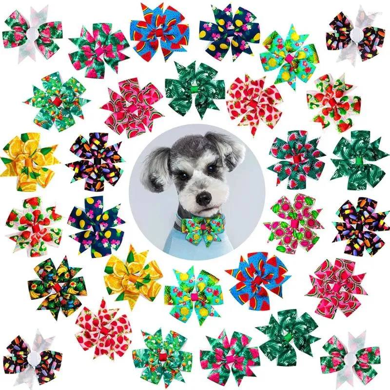 Vestuário para cães 20/30pcs Acessórios de coleira de verão Pet Cat Flower-Collar Grooming Movable Pequeno Bow Tie para