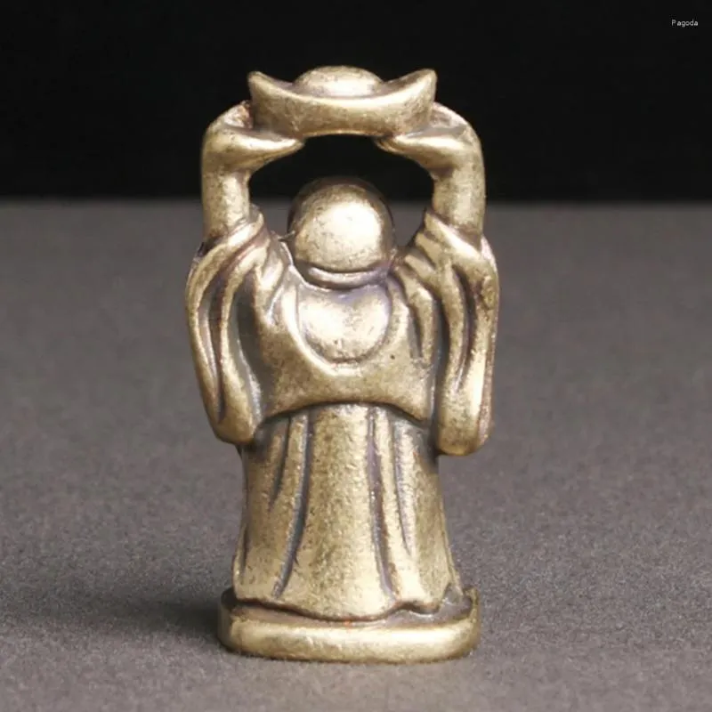 Set di accessori per il tè Statua in miniatura a forma di Buddha in miniatura con figurine in rame retrò