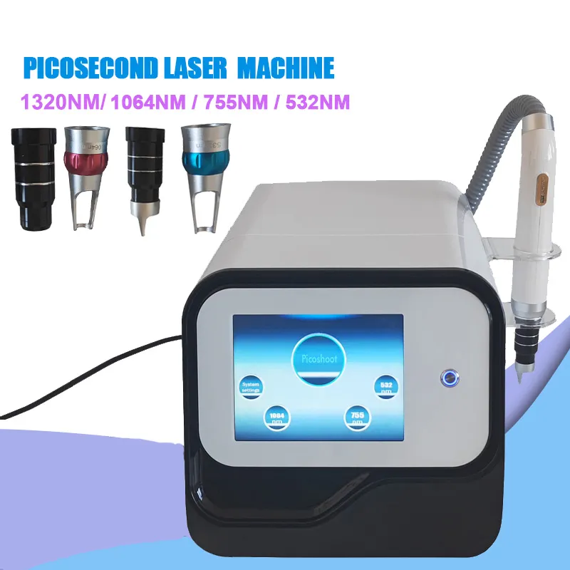 Máquina portátil de remoção de manchas de tatuagem, dispositivo laser de picossegundo, rejuvenescimento da pele, q comutado, tratamento de pigmentação a laser nd yag, certificado ce