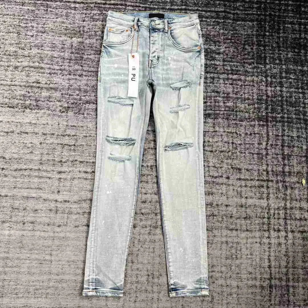 Homem jeans designer magro rasgado motociclista magro calças retas pilha moda masculina tendência marca vintage pant eua m304 kfm0