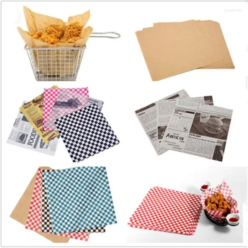 Bakningsverktyg Spaper Style Kraft Wax Paper Oilpaper Food Wrapper For Bread Burger Fries Nonstick Sandwichs