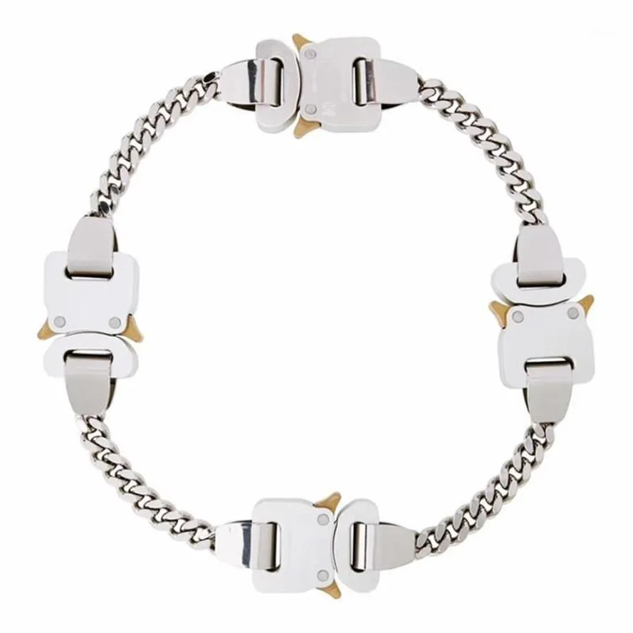 2020 Titanium rostfritt stål 1017 Alyx 9sm halsband 4 Metal Buckles Hero Chain Alyx Necklace Men Women Accessories Japanese1253C