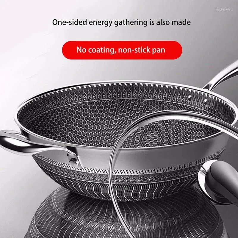 Pans Non-stick Frying Double-Sided Screen Honeycomb Stainless Steel Wok Without Oil Smoke Pan PFOA-Free