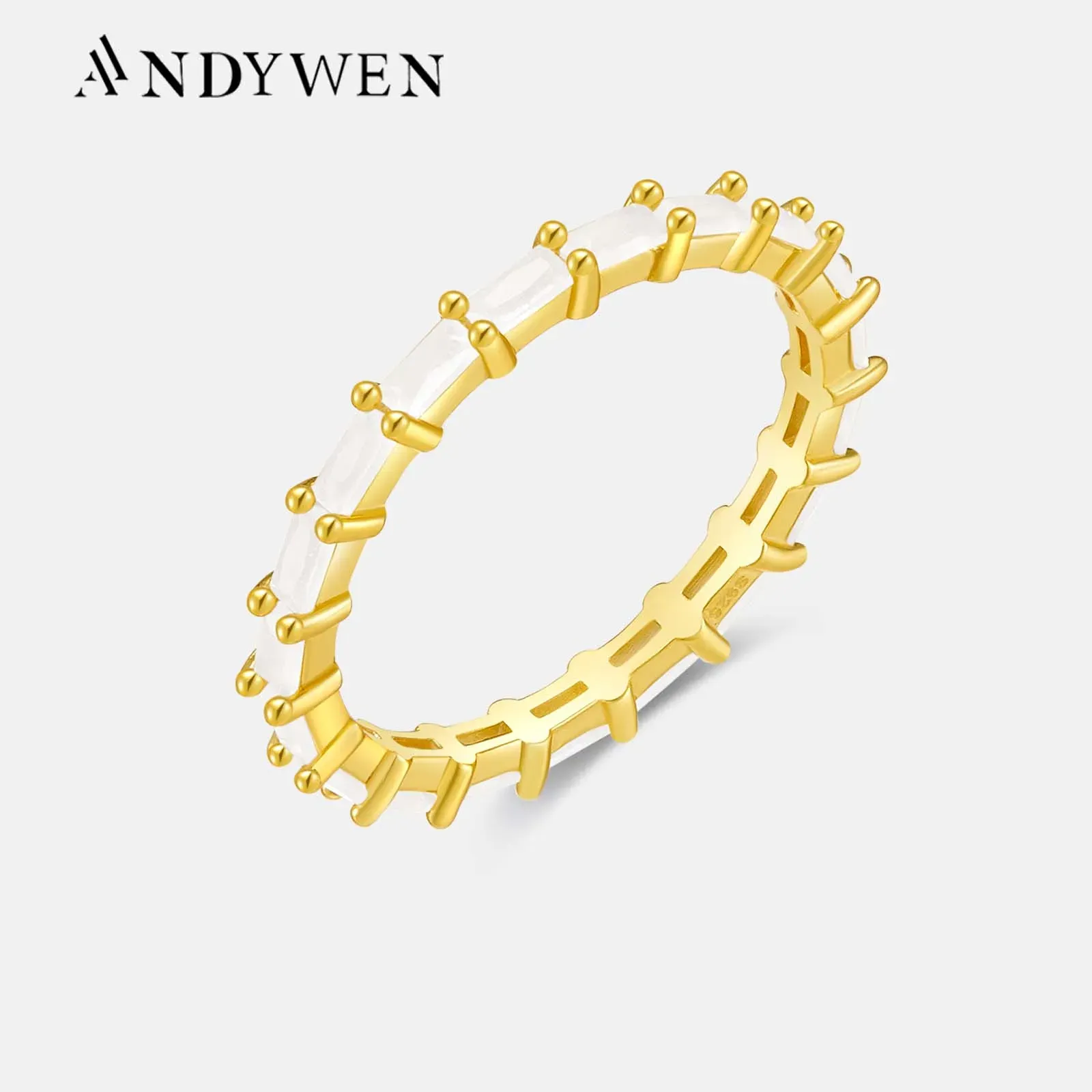 Rings Andywen 925 Sterling Silver Circle Ronde Melk Zirkoon Maat Ring Fashion Fine Jewelry 2021 Crystal Wedding CZ Luxe juwelen