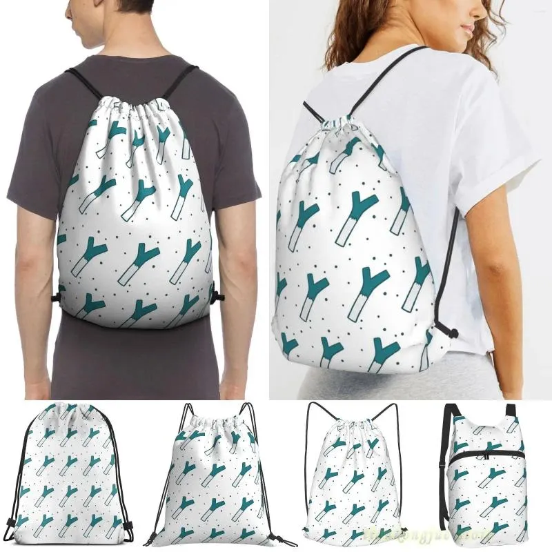 Borse per la spesa Zaino unisex con coulisse Leek Design digitale Zaini da donna Borsa da viaggio per allenamento da viaggio all'aperto