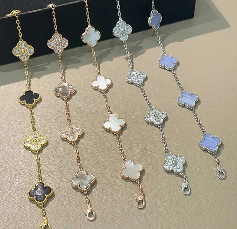 Lucky Clover Bracelet 18K Gold Plated, Agate, Shell Mother-of-Pearl  Elegant Four Leaf Clover Jewelry for Women