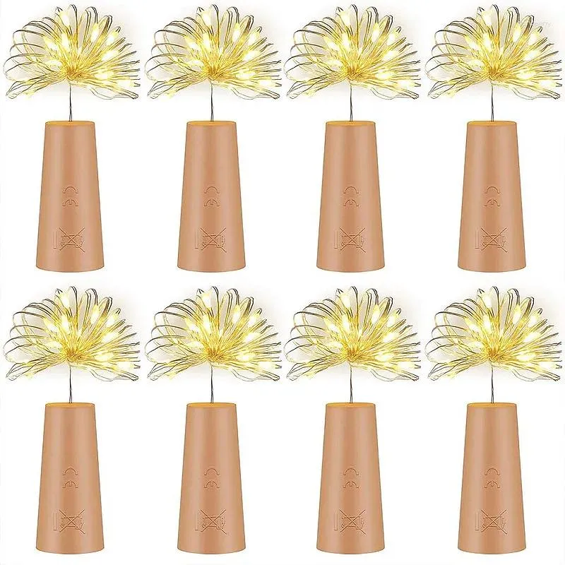 سلاسل 8pcs تشمل البطارية LED Bottle Bottle String Light Copper Wire Fairy Lights DIY Cork لعيد الميلاد ديكور عيد الميلاد