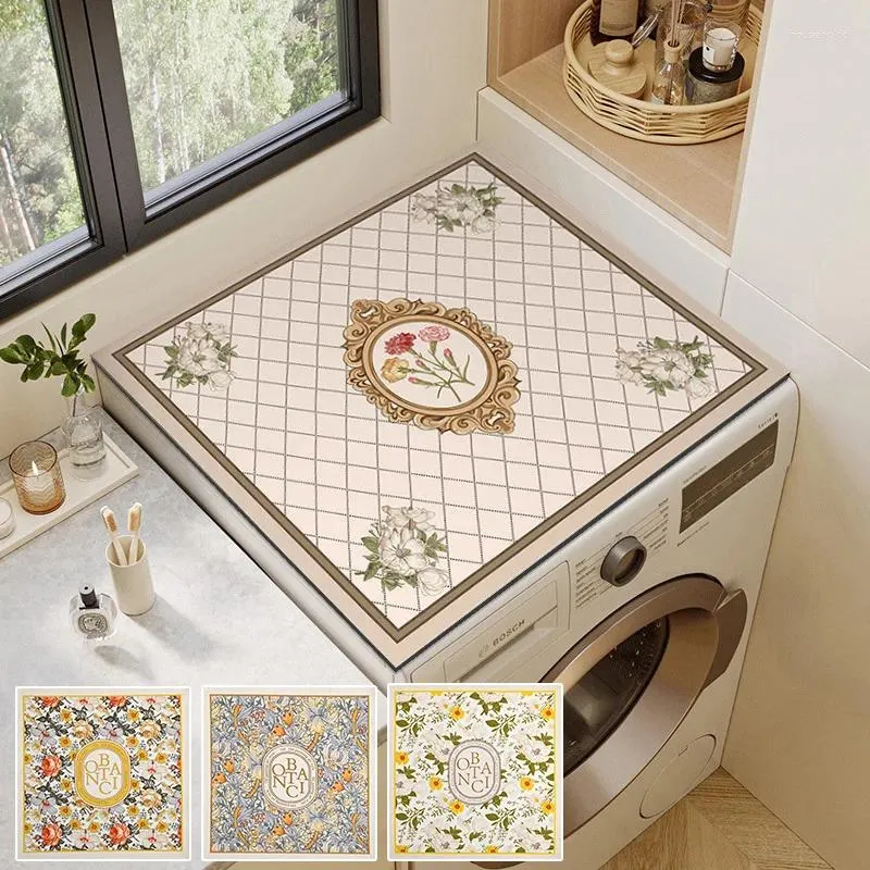 Carpets Washing Machine Dust Mat Cover Crystal Velvet Oven Microwave Dustproof Rug Refrigerator Tops Absorbent Kitchen Bottle