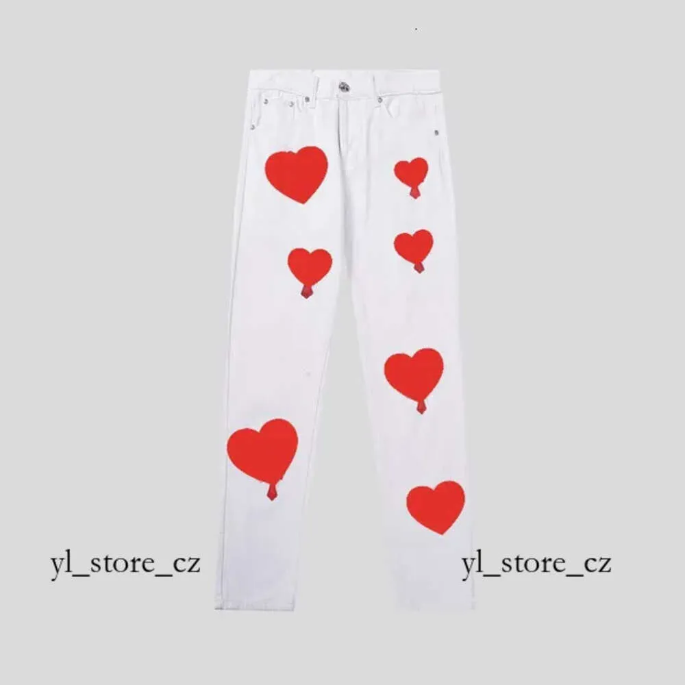 2023 Designer Herren Chromees Hearts Jeans High Street Lila für Männer Stickerei Hosen Damen Übergröße Patch Hole Denim Straight CH Fashion Chromees Hearts 7399