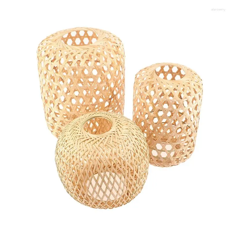 Pendant Lamps Shade Lamp Light Rattan Wicker Shades Woven Ceiling Cover Chandelier Lampshade Wall Drum Table Hanging Sconce Bulb