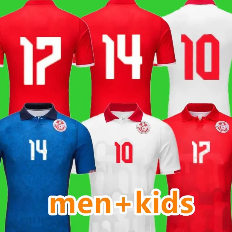2024 Tunesië Nationaal Team Voetbalshirts Heren 24 25 MSAKNI HANNIBAL MAALOUL SLITI KHENISSI SLIMANE Home Rood Uit 3e Voetbalshirts Korte mouwen heren kinderen Uniformen