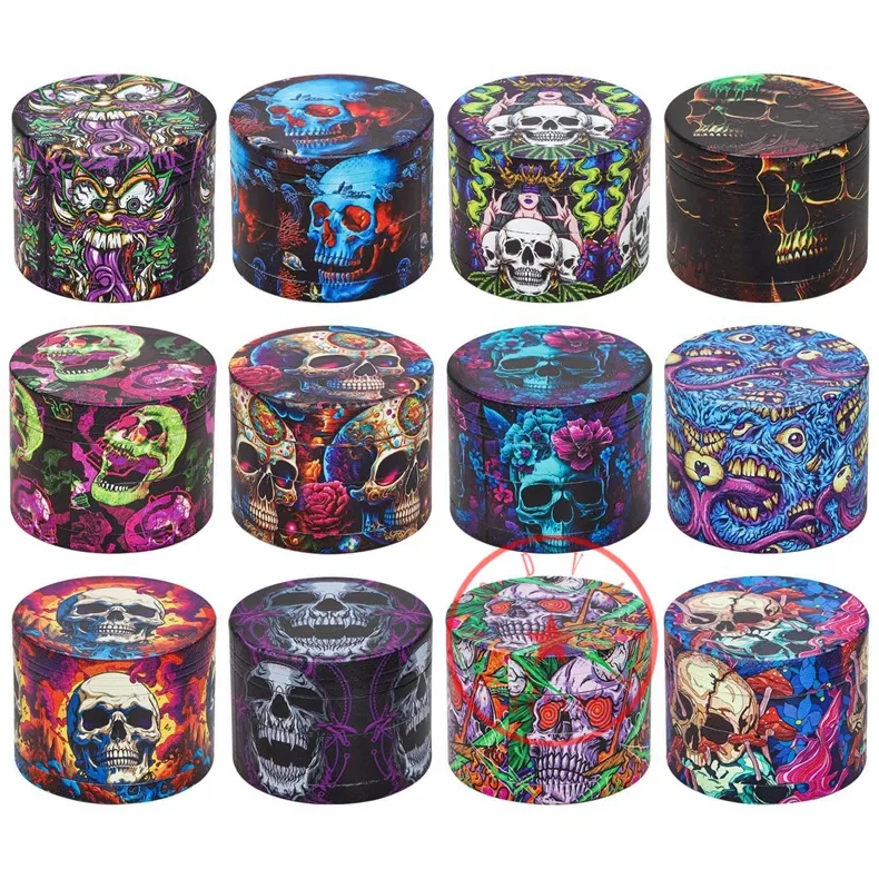 Colorful Zinc Alloy Smoking Skull Ghost Head Portable Dry Herb Tobacco Grind Spice Miller Grinder Crusher Grinding Chopped Muller Cigarette Pipes Holder DHL