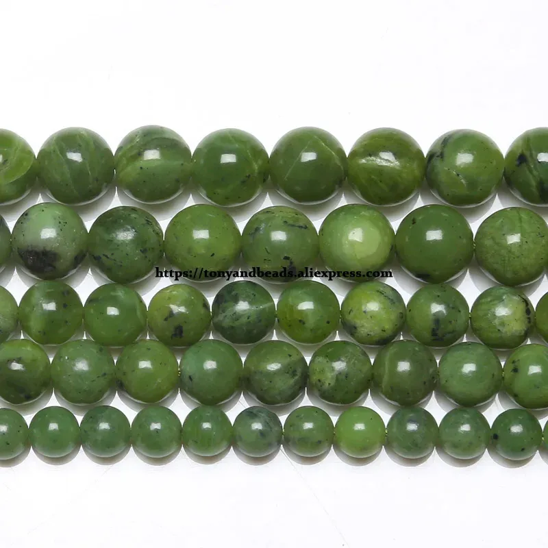 Alloy Natural AA quality Canada Green Jade Stone Round Loose Beads 6 8 10 12MM Pick Size For Jewelry Making