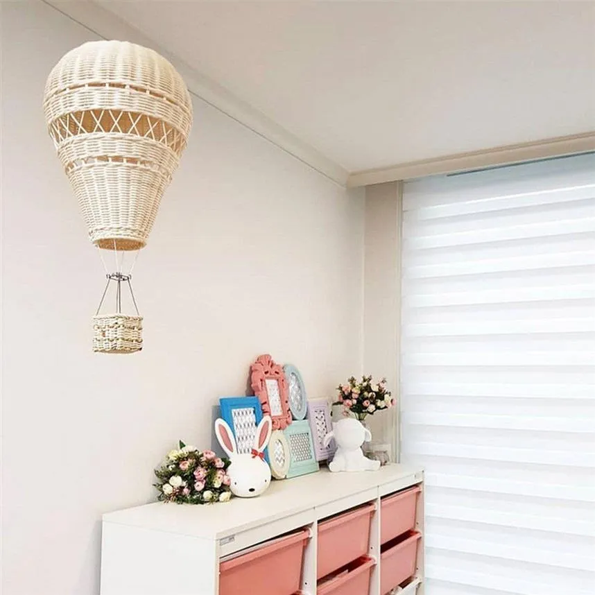 手作りのキッズルーム装飾ノルディックスタイルの子供寝室幼稚園織りウェーブンエアバルーンクラフトウォールハンギング装飾20203o
