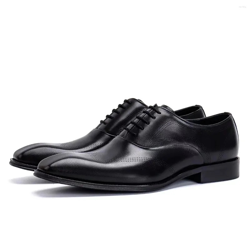 Zapatos de vestir Oxford inglés cuadrado para hombres Pulido a mano Brock Tallado Cuero Versión pública