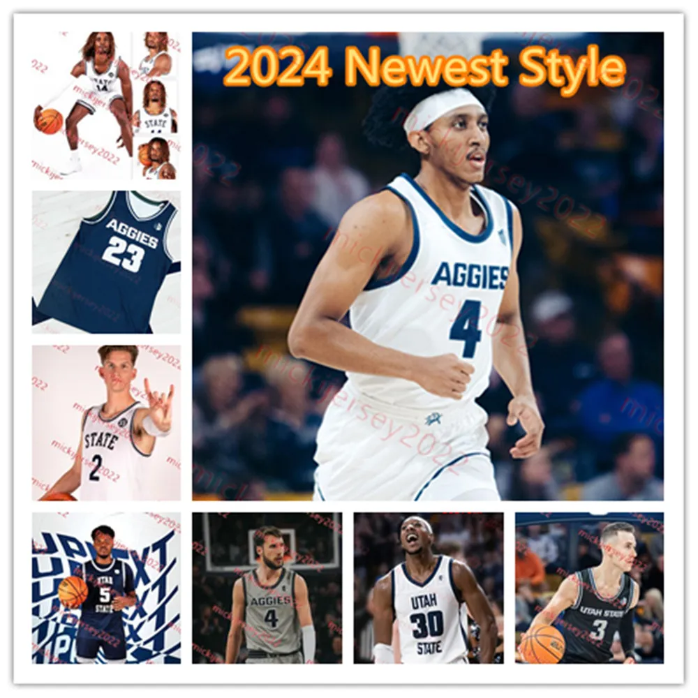 Utah State 2024 Basketball Jersey 14 Josh Uduje 21 Jackson Grant 22 Javon Jackson 23 Max Agbonkpolo 24 Karson Templin Utah State Aggies Jerseys Custom Stitched Mens