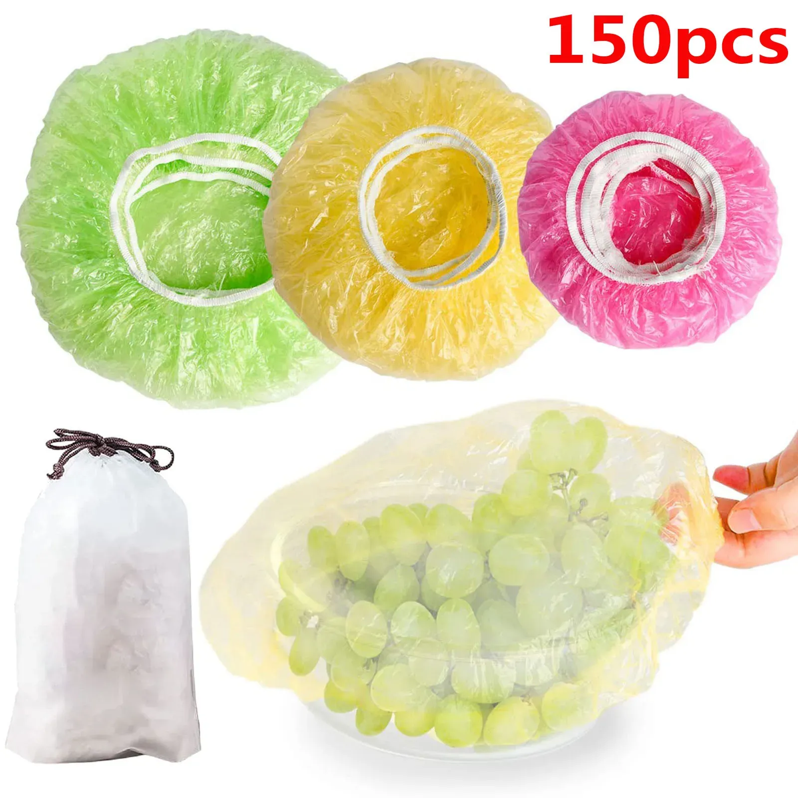 Products 30/60/90/120/150pcs Reusable Durable Food Storage Covers for Bowls Elastic Plate Covers Vacuum Bags for Kitchen Food Fresh Seal