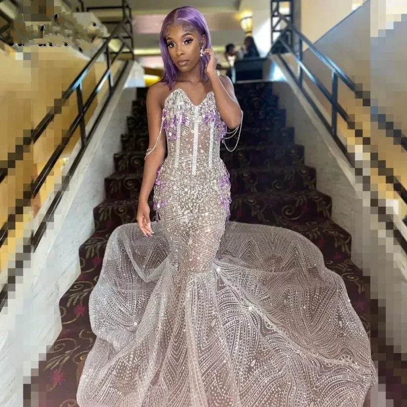 Sexy See Through Prom Dresses For Black Girls Crystal African Mermaid Party Gowns 2024 Sequin Vestidos De Festa 322 From Missweddingdress 176.27 DHgate.Com