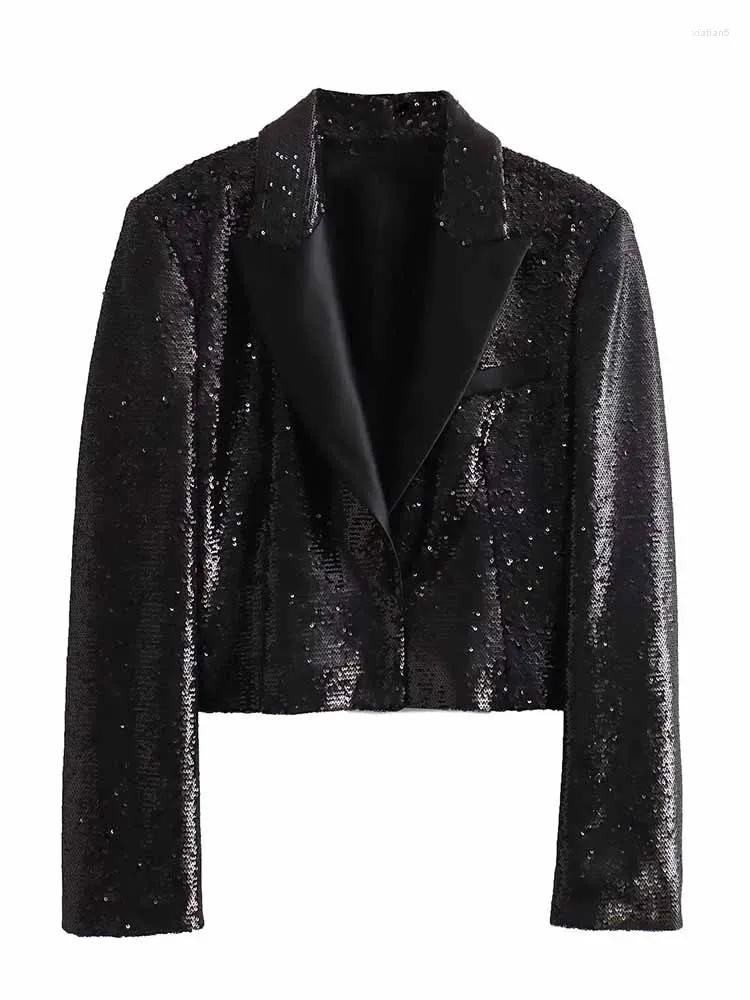 Costumes pour femmes, mode d'automne européenne et américaine, décontracté, assorti avec tout, bouton dissimulé, paillettes, robe style Blazer