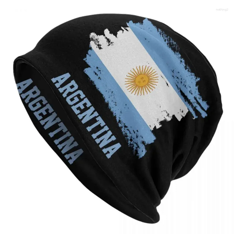 Berets flaga argentyny czapki czapki unisex zima ciepła dzianina kapelusz mężczyzna kobiety dorosłe argentyńskie dumne czapki z czapką na zewnątrz