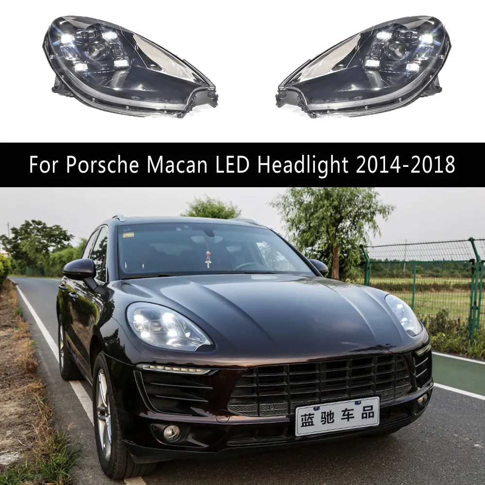 Para porsche macan led farol 14-18 acessórios do carro drl luz de circulação diurna streamer indicador de sinal de volta lâmpada dianteira peças de automóvel