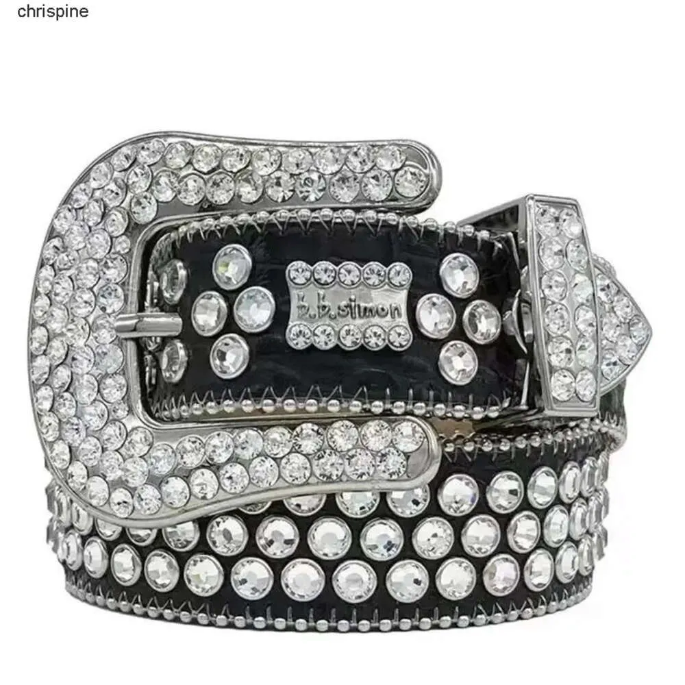 Män kvinnor BB Simon Belt Luxury Designer Belt Retro Needle Buckle Belt 20 Color Crystal Diamond 2024