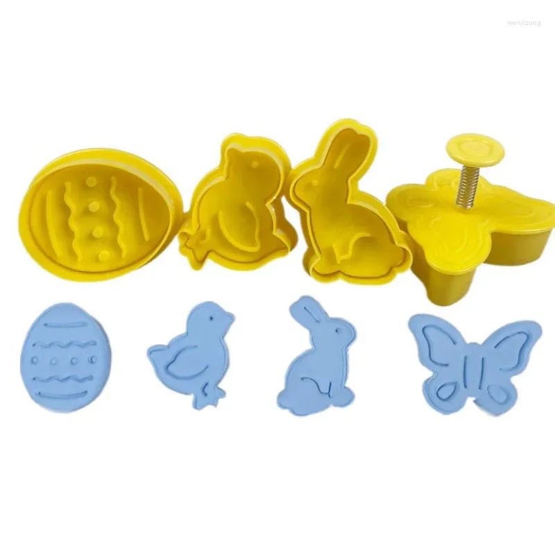 Baking Moulds 4pcs 3d Cartoon Easter Egg Chick Butterfly Cookie Cutter Forms Mold Stamp Embosser Fondant Diy Cake Decorating Tool