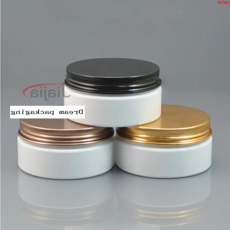 50st White Pet Jar, 80g Plastic Jar with Gold / Bronze / Black Aluminium Cap, Cosmetic Packaging Personal Care Container Jargoods UKJPK
