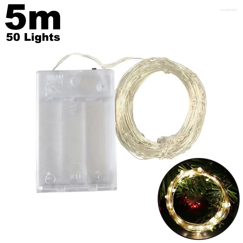 Strängar 5m utomhus vattentätt batteri LED -lampor Sträng Koppartråd Fairy Garland Light Lamp Christmas Party Holiday Lighting Decoration