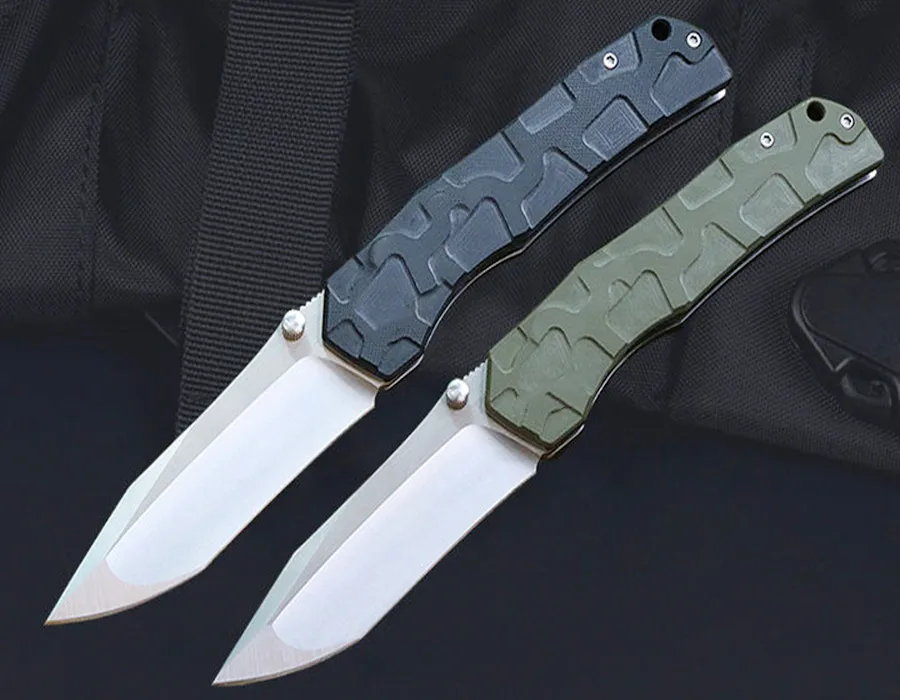 Specialerbjudande M6716 utomhus fällkniv D2 Satin Drop Point Blade G10 Rostfritt stålplåthandtag Bolllager EDC Pocket Knives