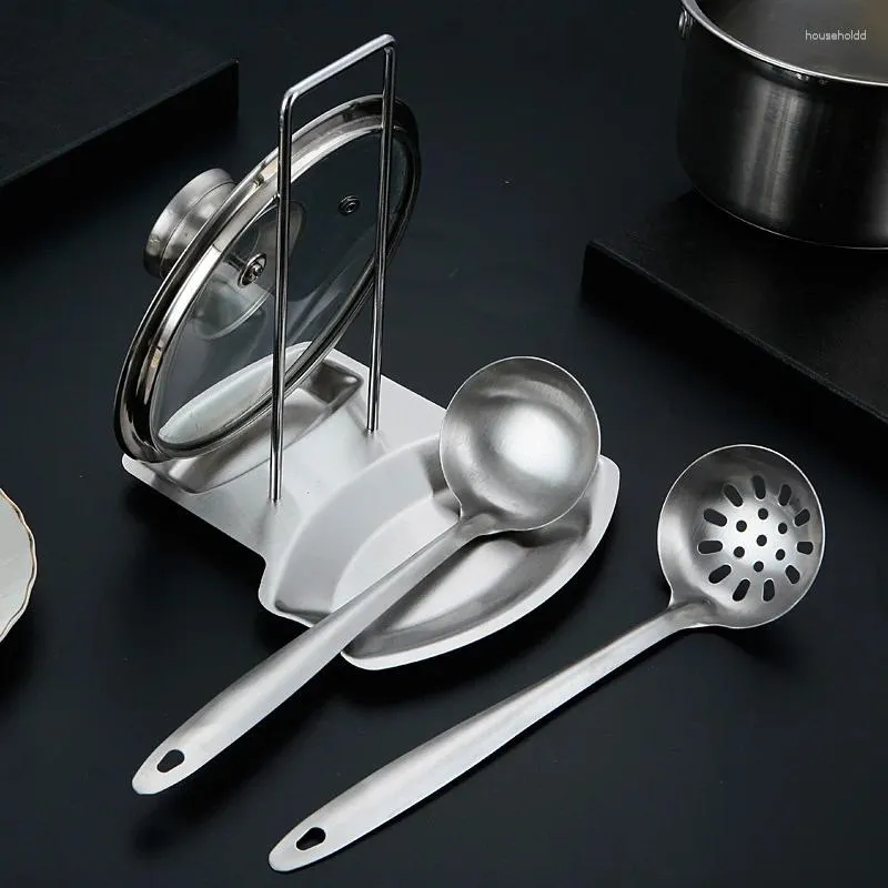 Rangement de cuisine en acier inoxydable, support de couvercle de casserole, organisateur d'étagère, baguettes, repose-cuillère, spatule, support de couvercle de casserole, outils de cuisine