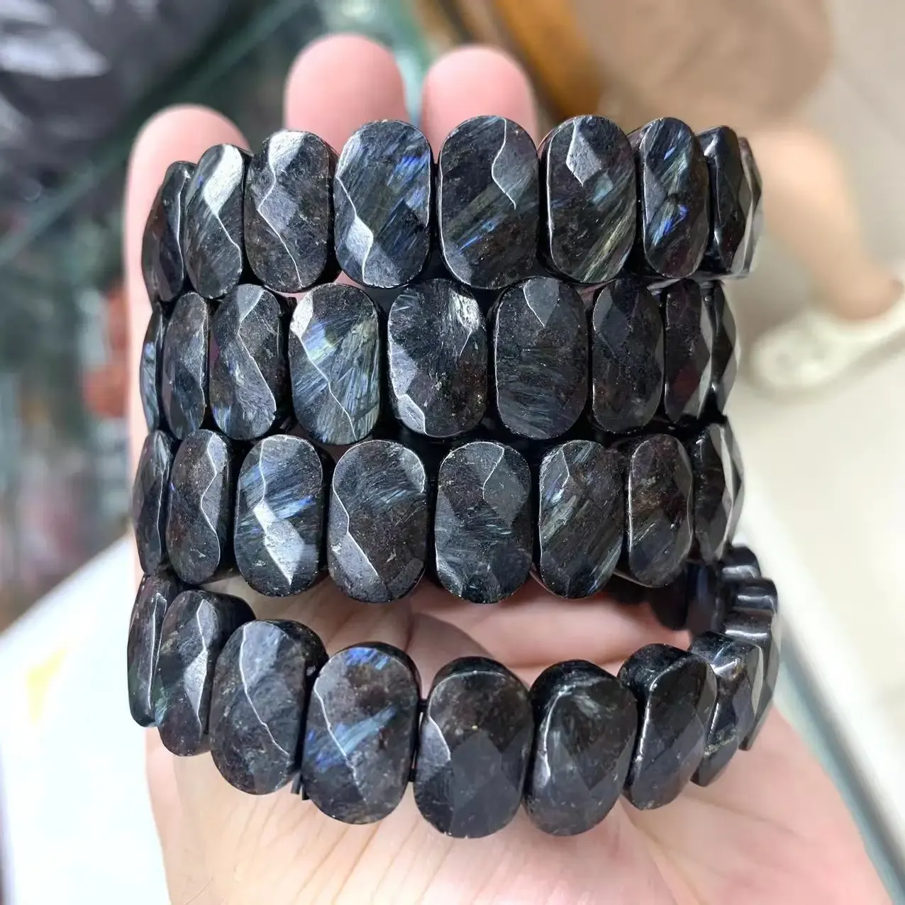 Bracelets Amphibole naturel Arfvedsonite Stone Beads Bracelet Natural Gemstone Jewelry Bangle For Woman for Man Wholesale!