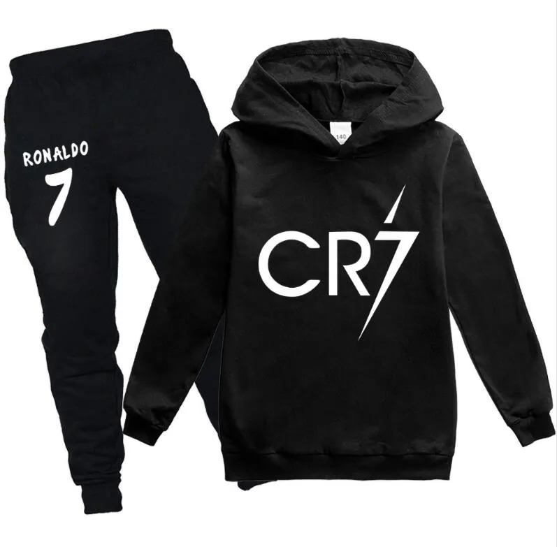 Giyim Setleri Cr7 Ronaldo Kids Hoodies 2pcs/Set Trailsuit Çocuklar Unsex Casual Hooded Sweatshirt ve Harem 214y 201127 DHVN9