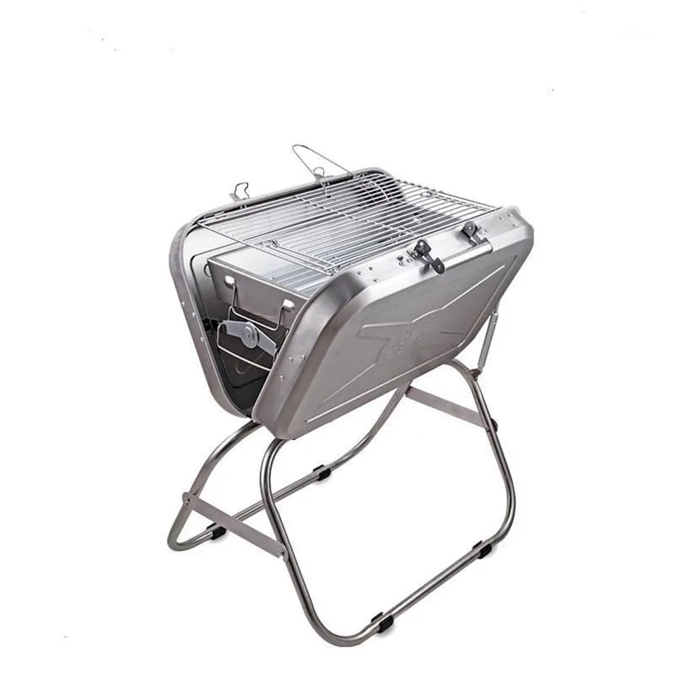 Utomhus BBQ Grill Portable Barbecue Suitcase Grill rostfritt stål vikning13109