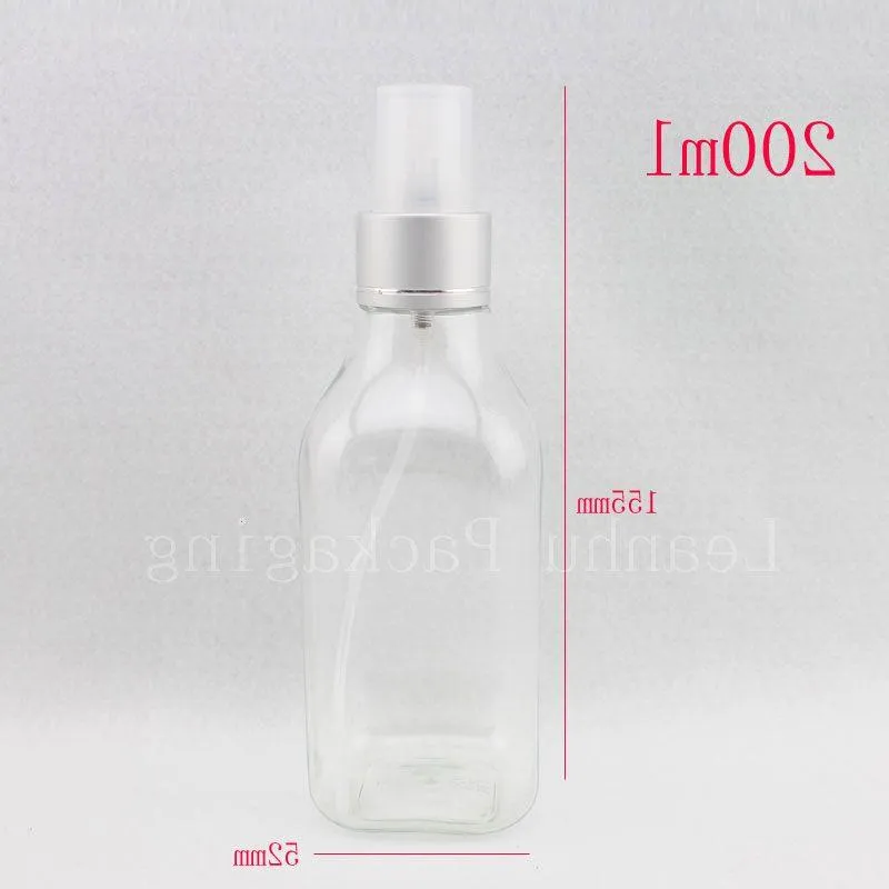 200 ml X30 vides flacons de pulvérisation de parfum en plastique carré transparent, emballage cosmétique transparent, flacon pulvérisateur de réglage de maquillage cosmétique Rqmns