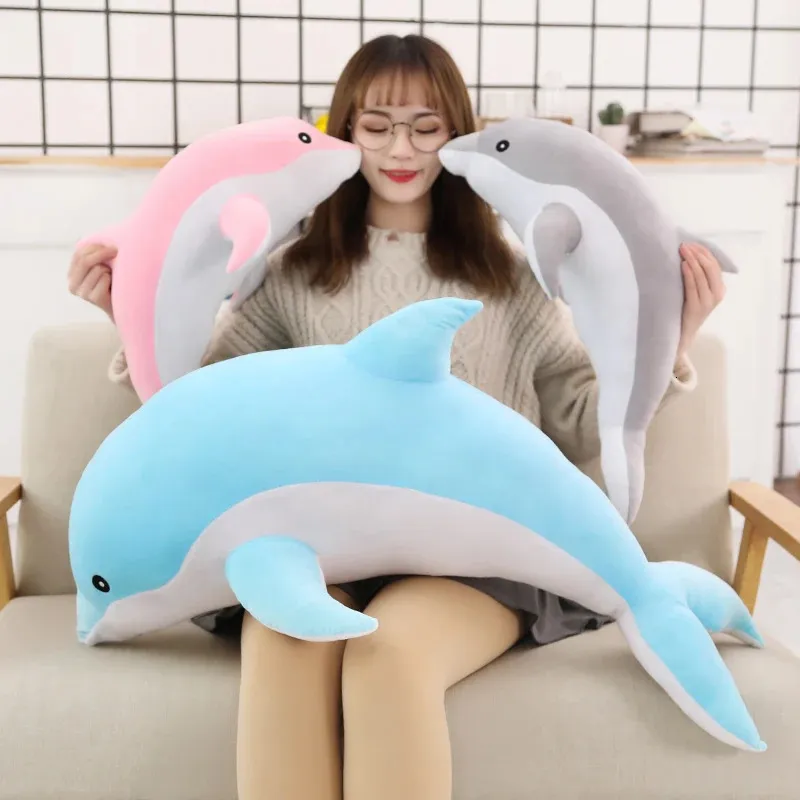 1 st 160 cm Big Size Kawaii Dolphin Plush Toys Lovely Fyled Soft Animal Pillow Dolls For Children Girls Sleeping Cushion Gift 240123