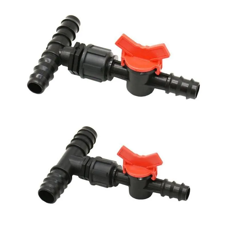 Garden Hose 25mm To 20mm 16mm Tee Barb Water Splitter With Valve Reducing 3 Way Connector 1pcs Watering Equipments238Y