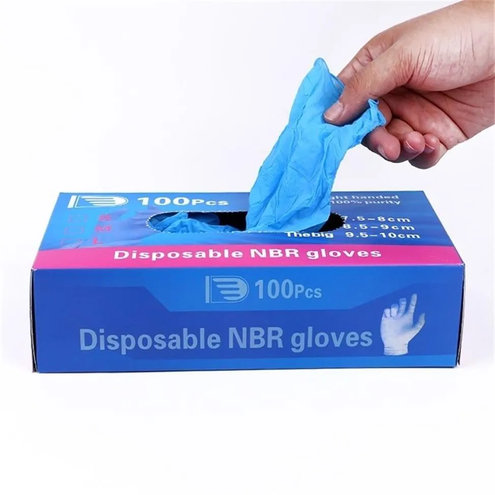 100pcs Disposable Nitrile Exam Gloves Anti-slip Powder Non Latex Non Vinyl Disposable hand gloves Prevent infection safe 20122303