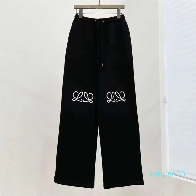 Primavera calças femininas calças de grife moda carta bordado sweatpants casual cor sólida cordão calças de cintura alta