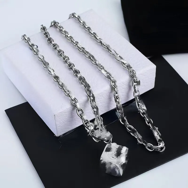 Unissex designer pingente colares cruz colar camisola corrente vintage tailandês prata colar dados pingente