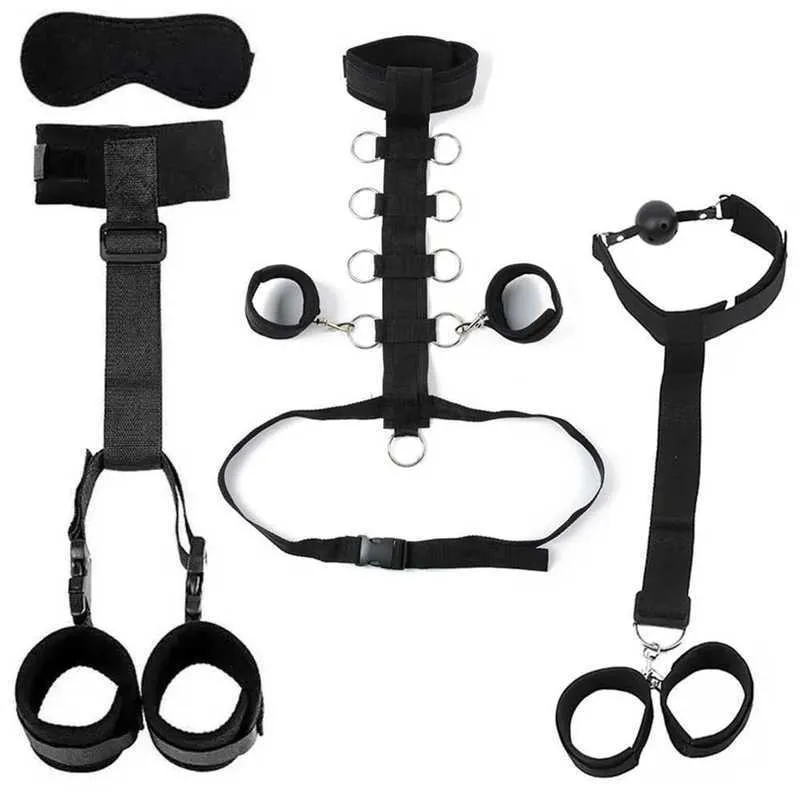 Giocattoli per adulti BDSM Giocattolo del sesso Manette per coppia Donne sexy Corpo BDSM Set Kit Bavaglio Bondage Nastro Corda Collare Forniture per adulti Schiavo Abito erotico