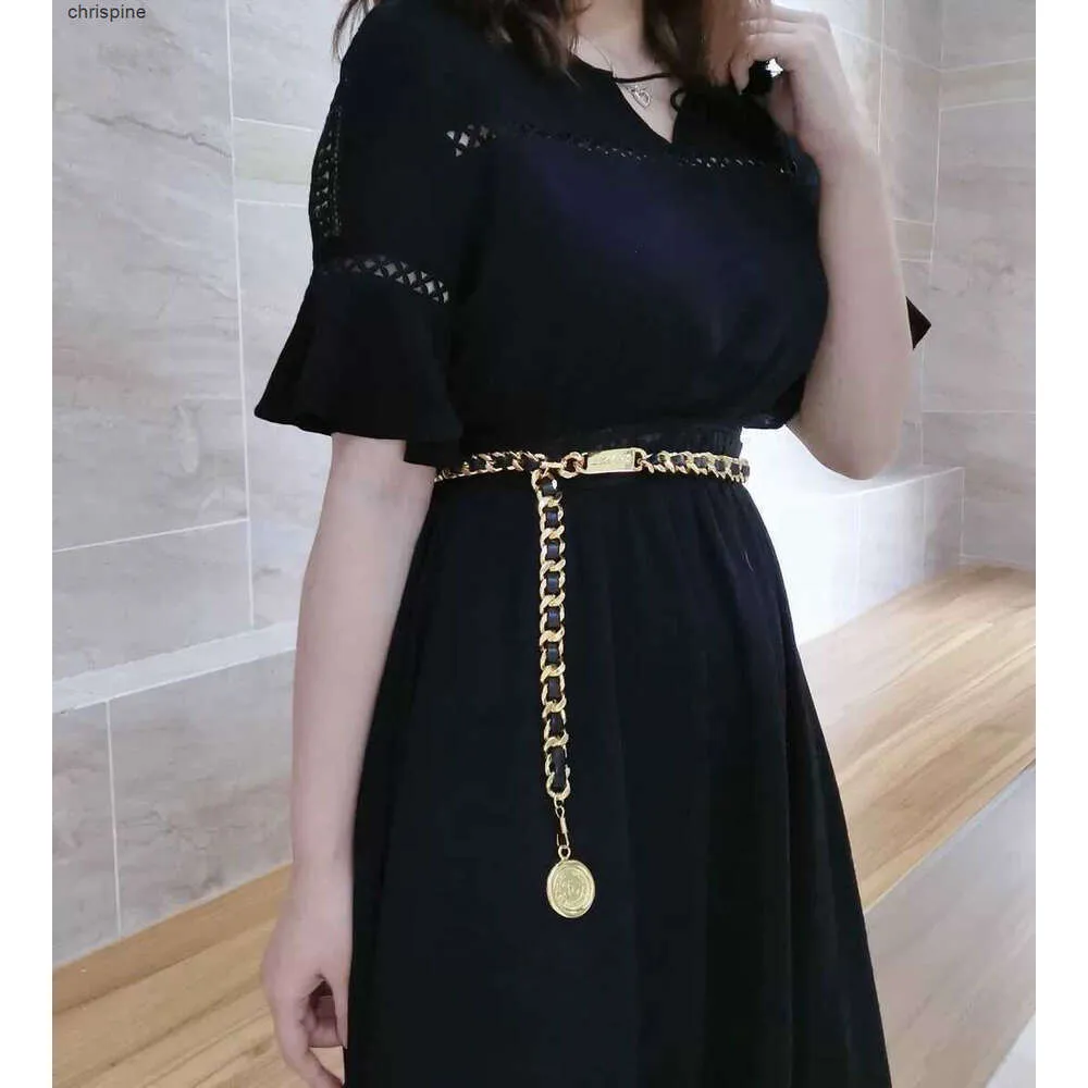 Riemen middeleeuwse metalen taille ketting jeans jurk accessoires zwart gouden ketting vintage dames lederen riem hanger ketting ontwerper riemen Q0726