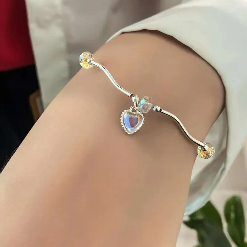 Link Armbänder Y2K Kristall Ins Armband Für Frauen Koreanische Mode Süße Mädchen Funkelnde Liebe Herz Zarte Kette Party Schmuck Geschenke