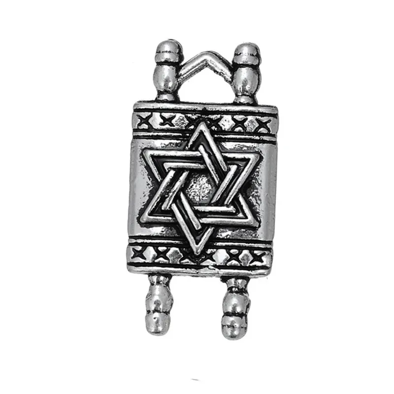 Charms Rainxtar Antik Sier Color Alloy David av Star Totem Religious Charms 10*20mm 50st AAC1656